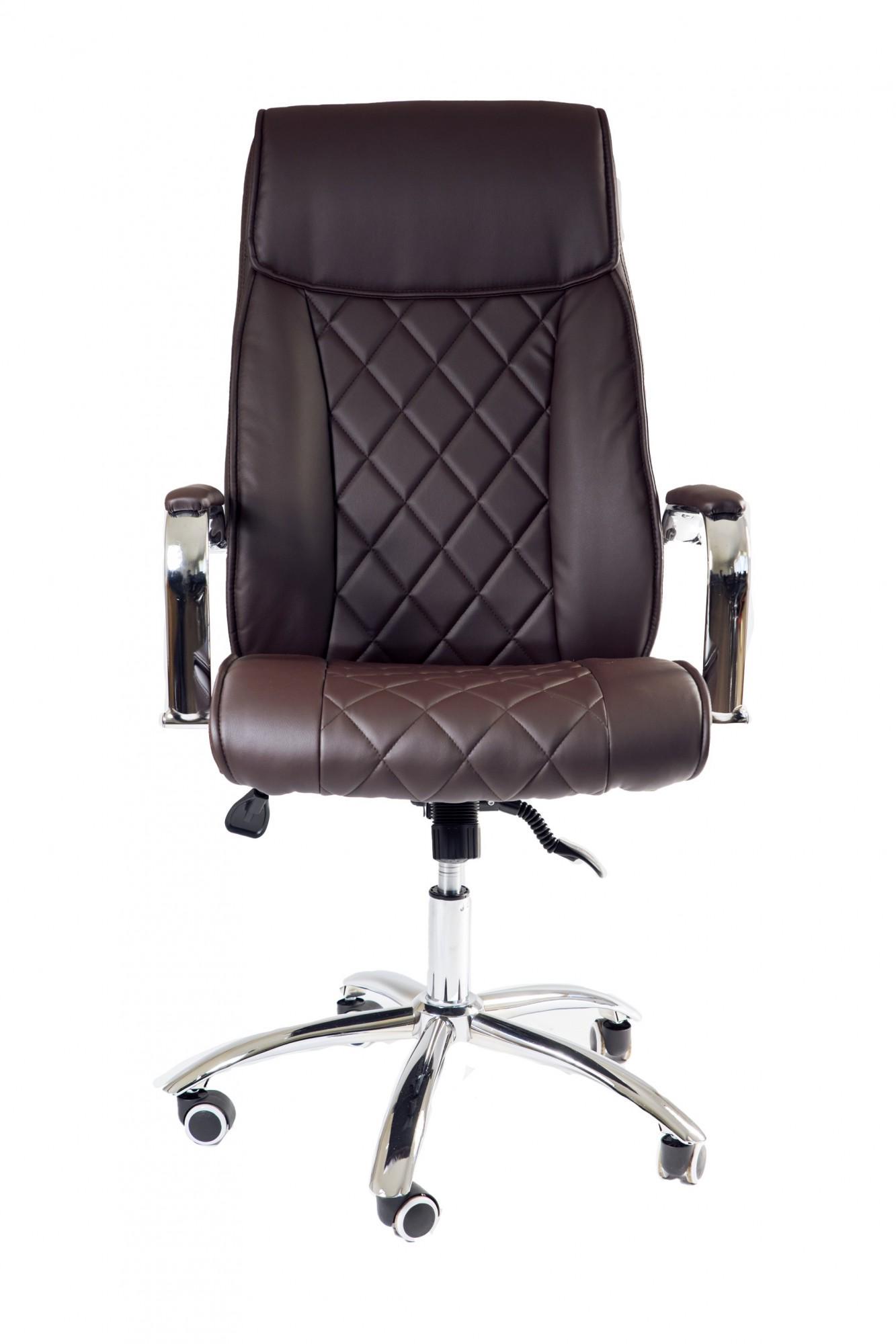 Кресло офисное компьютерное DionysusDesign хром Anyfix экокожа Коричневый - фото 2