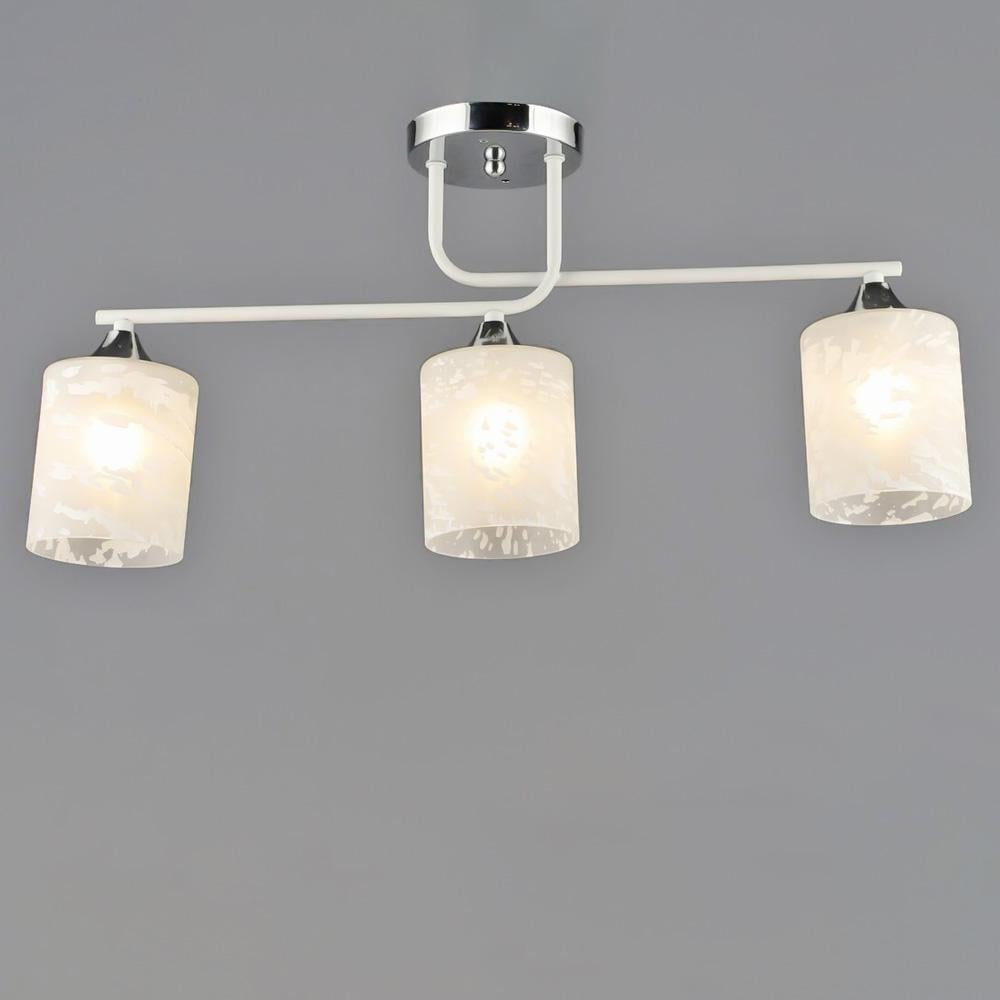 Люстра стельова Light House SRS-20395/3 плафони білі з візерунком Хром/Білий