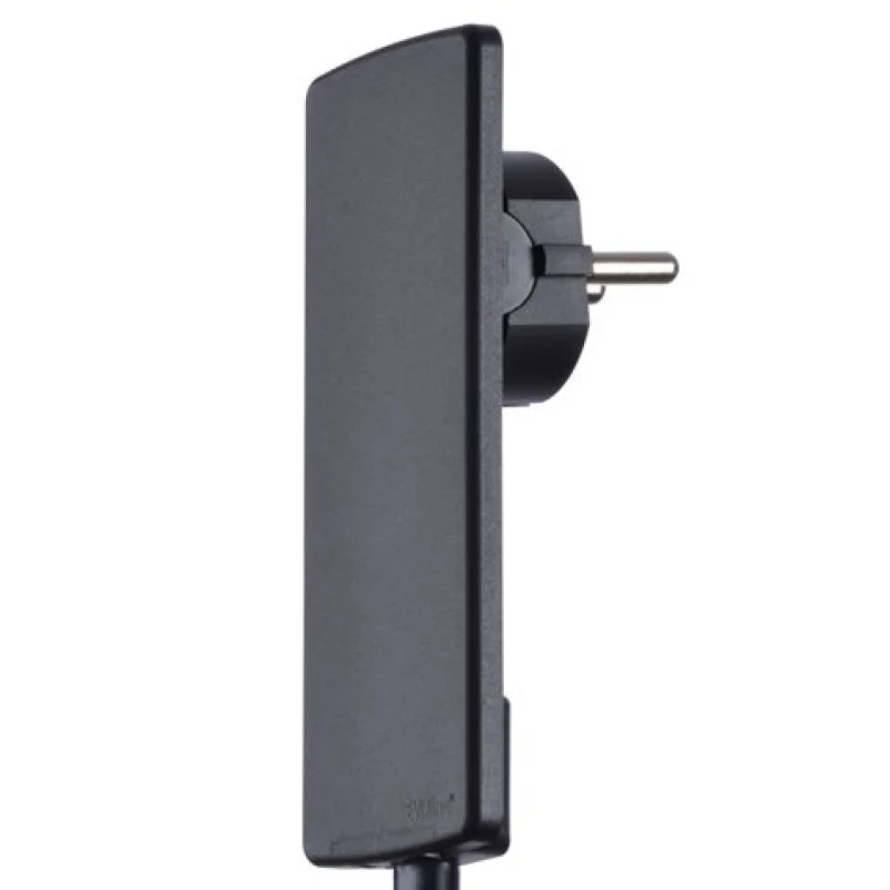 Электровилка прямая ультратонкая с подвижным контактом Neomax NX1130 Черный