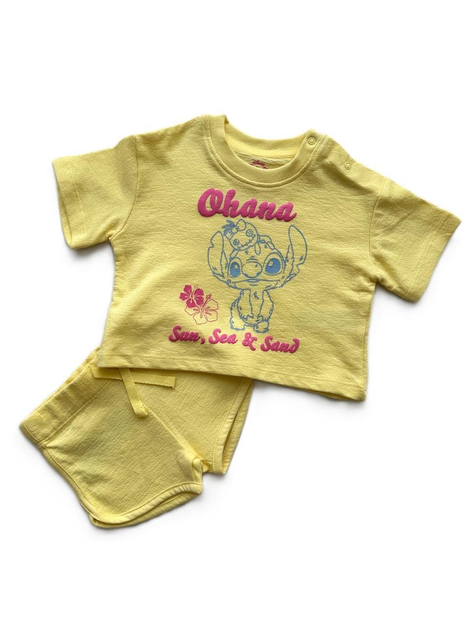 Піжама дитяча Primark Stich футболка/шорти 0-3 міс. 62 см Жовтий (05022026-4)