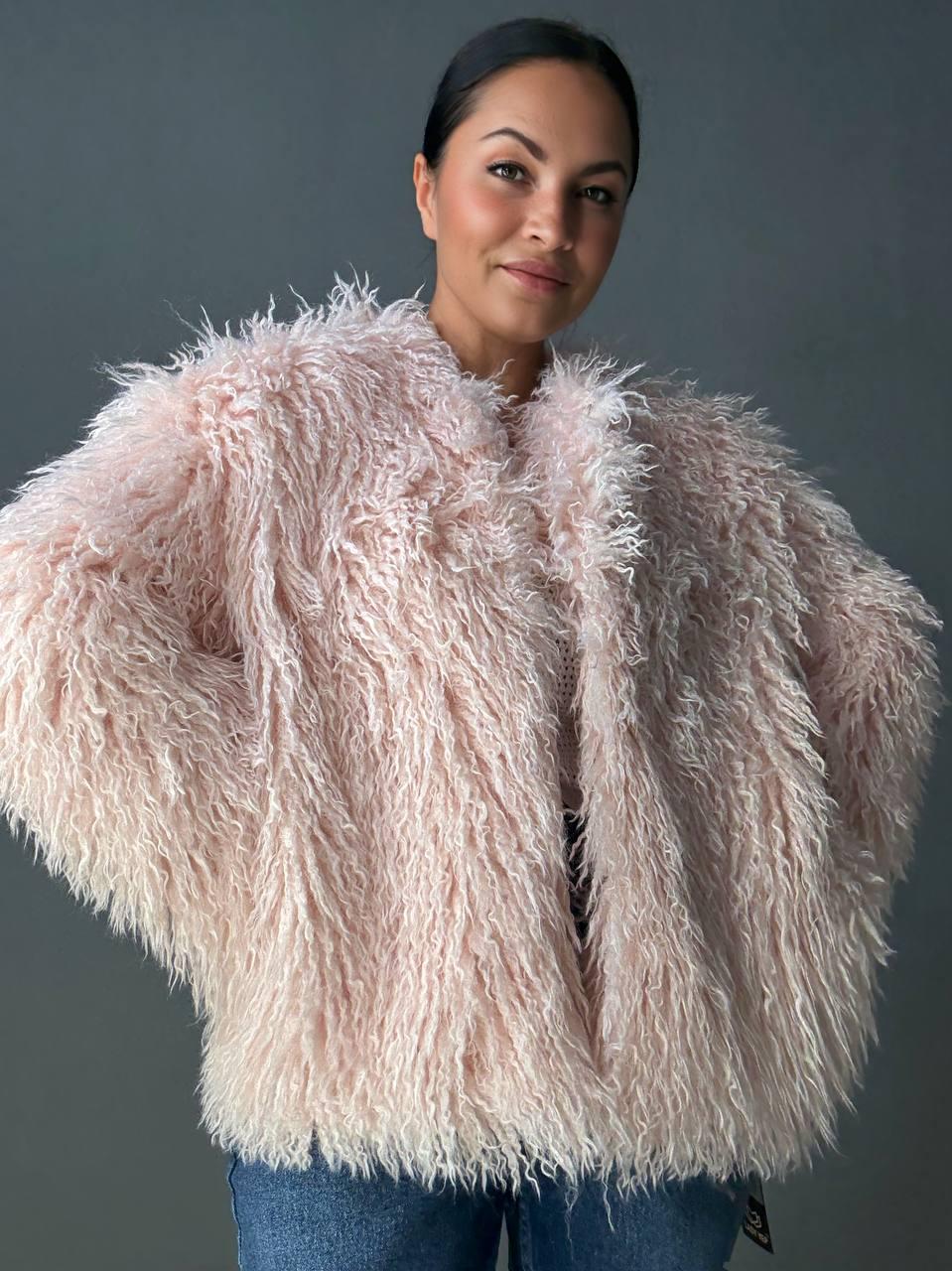 Шуба женская LADY YEP 10051 искусственный мех под ламу короткая L Розовый (4912) - фото 4