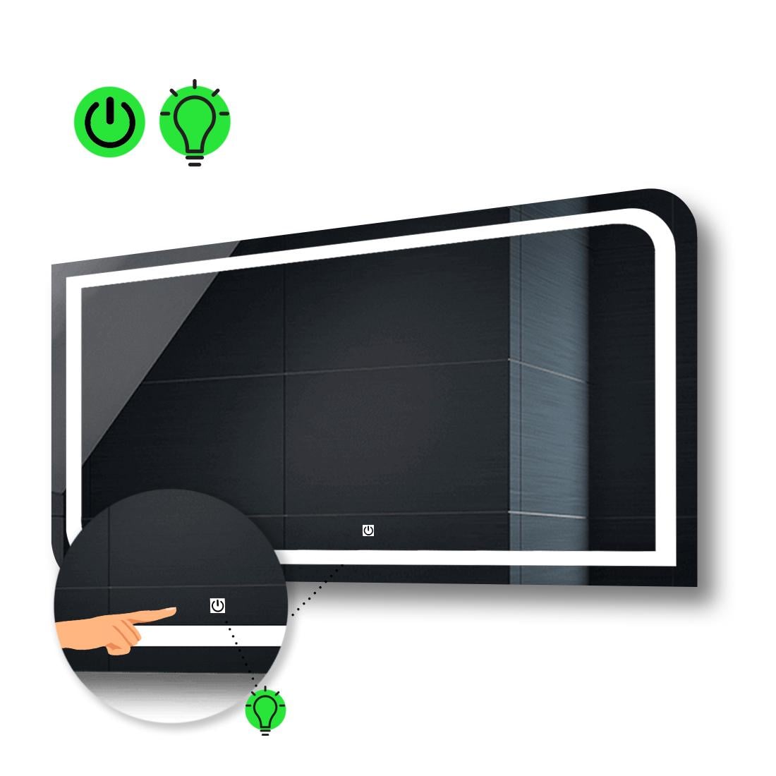 Зеркало с LED подсветкой Noemi с сенсорной кнопкой управления 90x60 см (Neomig76)