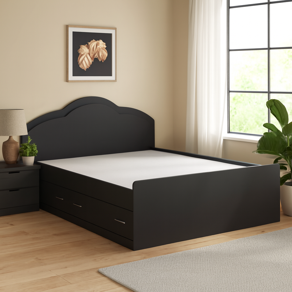 Кровать двуспальная Континент Диана-1 с двумя ящиками 120x200 см Антрацит (52929105)