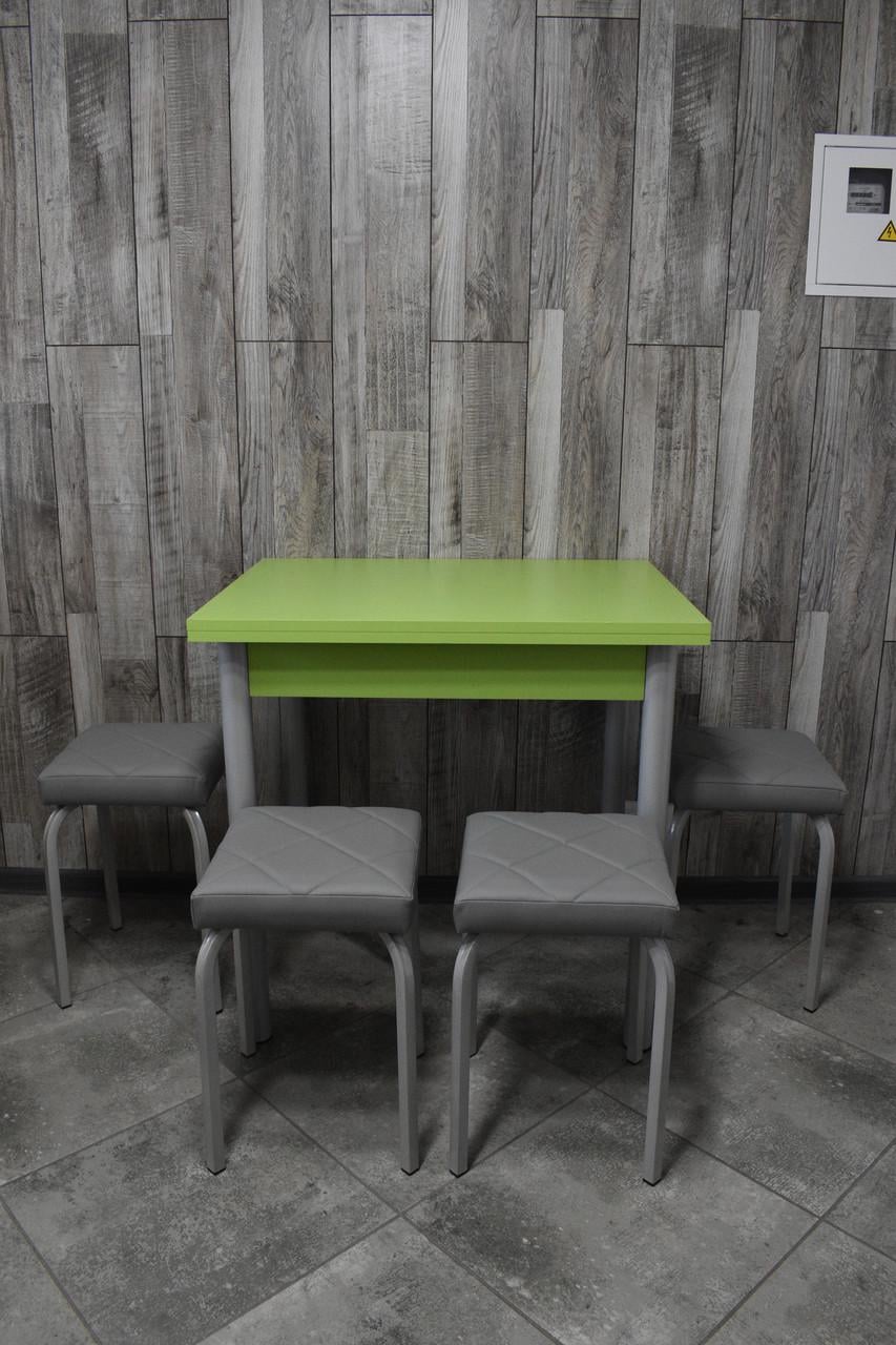 Кухонний комплект Оскар стіл розкладний/табурети 4 шт. Tutti Lux 60х80/80х120х75 см Зелений/Сірий (28374949)