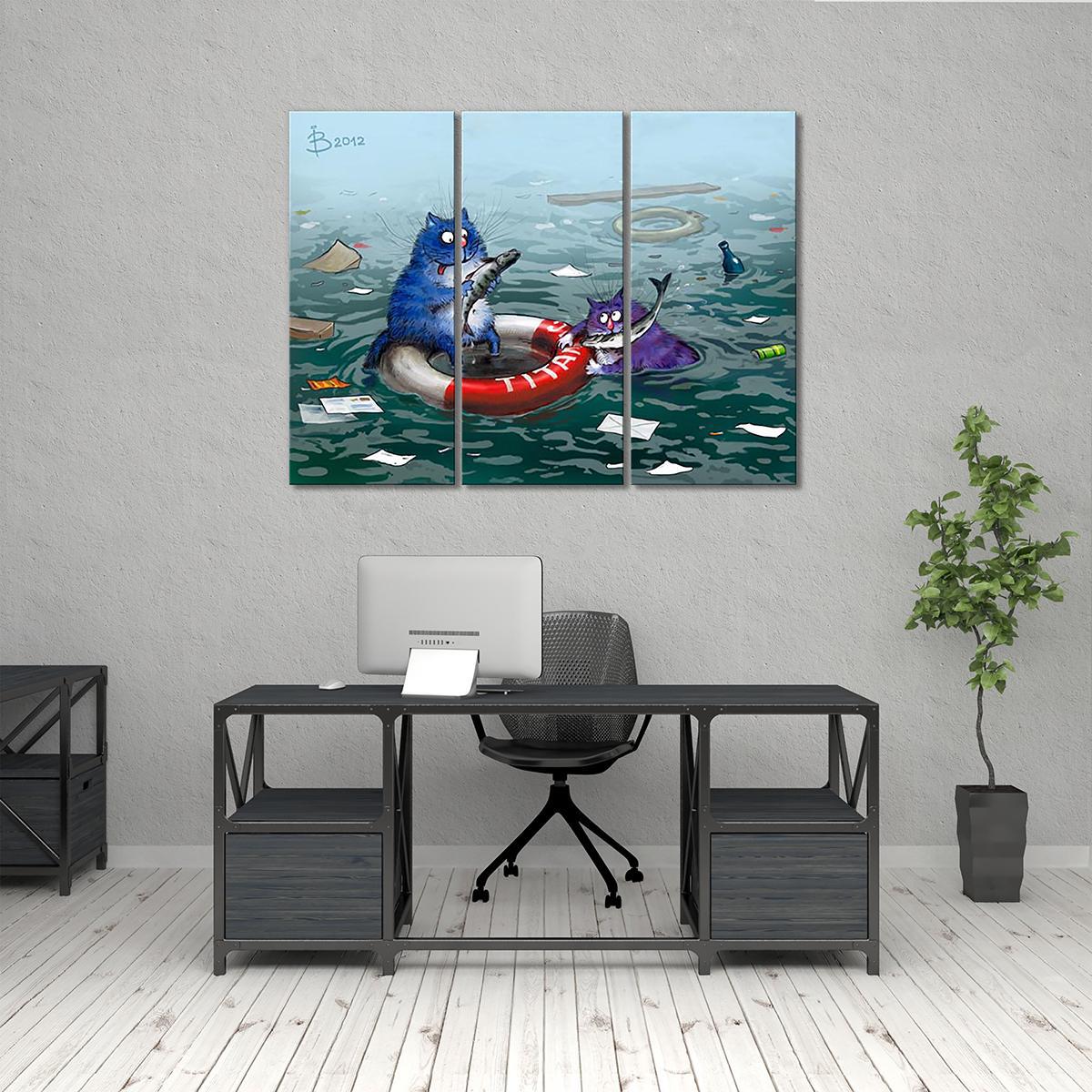 Модульная картина Спасение 3 модуля 70x105 см