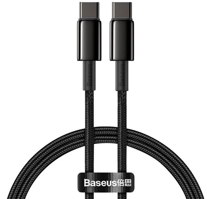 Кабель BASEUS CATWJ-01 Tungsten Gold USB Type-C - USB Type-C 5 A 1 м Чорний (534168)