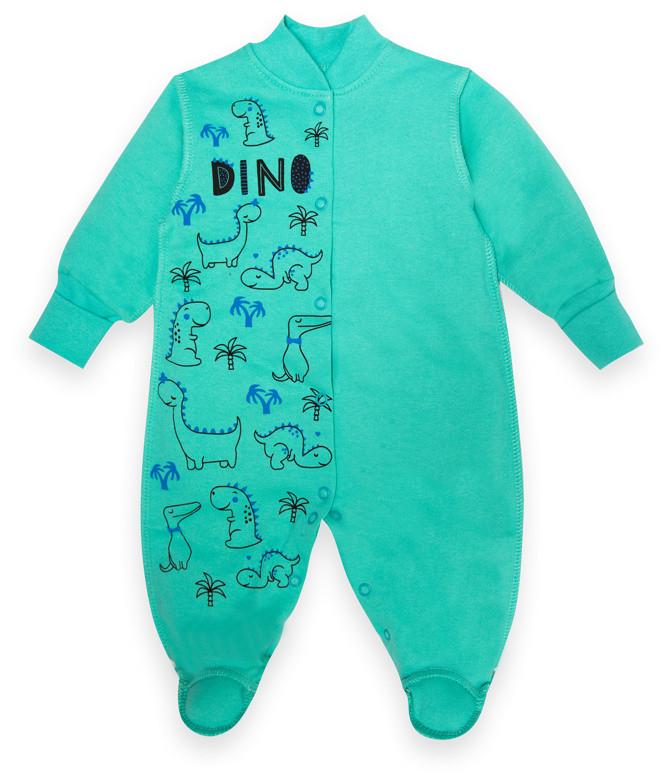 Комбинезон детский хлопковый для мальчика Gabbi КВ-22-2-20 Dino 56 см Мятный (13302)