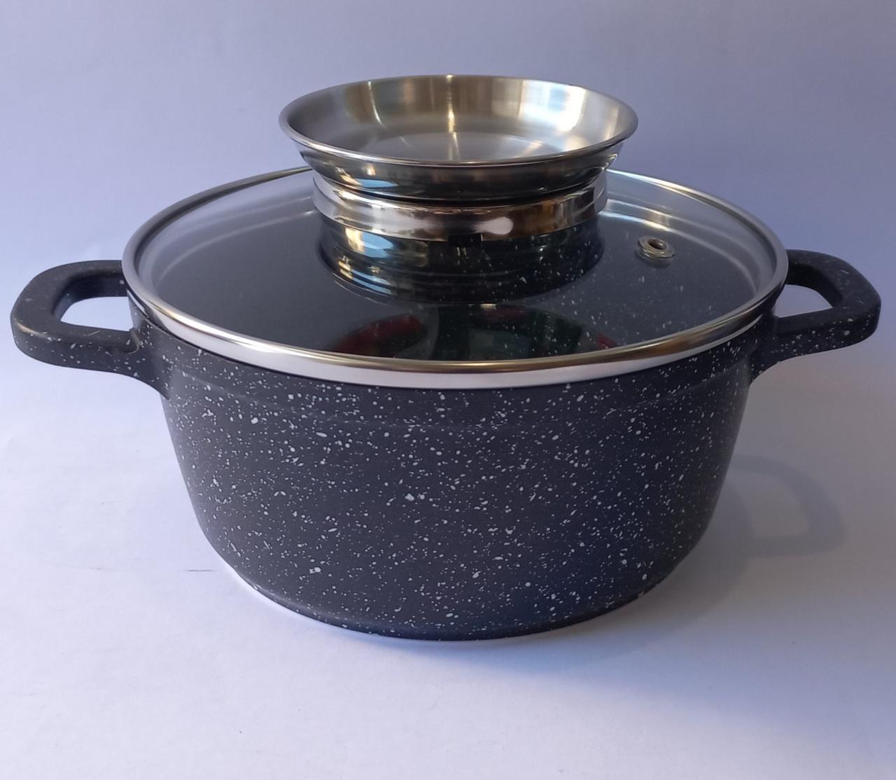 Каструля-казан Unique UN-5271 з мармуровим покриттям і кришкою 1,2 л 16 см Чорний - фото 4 Каструля-казан Unique UN-5271 з мармуровим покриттям і кришкою 1,2 л 16 см Чорний - фото 4