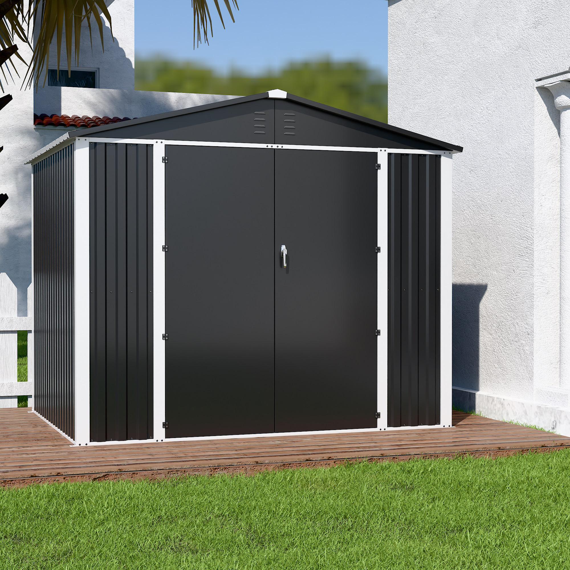 Хозблок-сарай металлический DS-03 CUSTOMIZED с двускатной крышей 2000х2400х1800 мм Темно-серый PANTONE 10C - фото 4