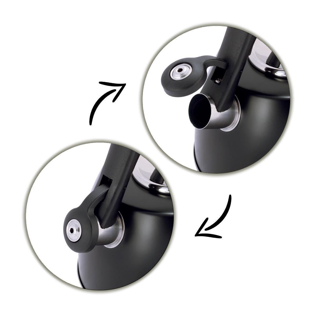 Чайник со свистком Kamille KM-1077А из нержавеющей стали с термометром 3 л Черный (150-84-1077А) - фото 4