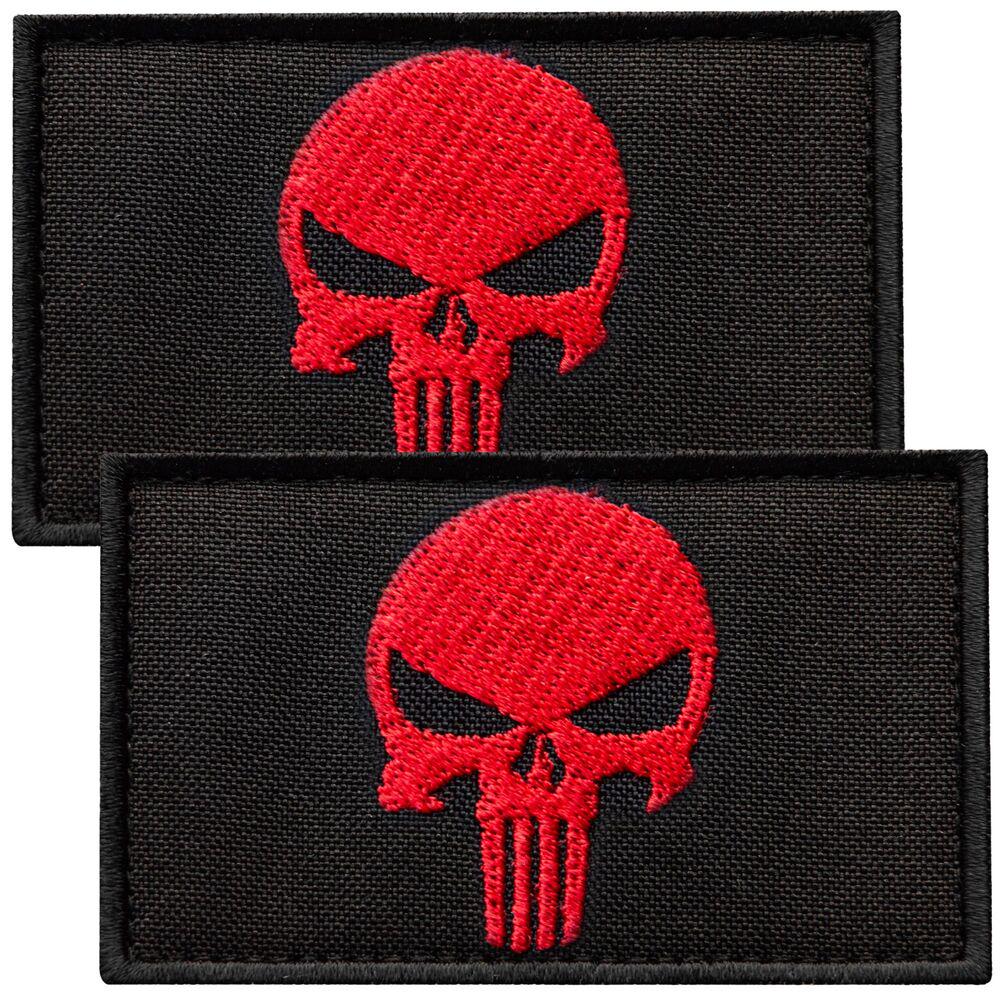 Набор шевронов с липучкой PUNISHER Череп Каратель красный 5х8 см 2 шт. (23525)