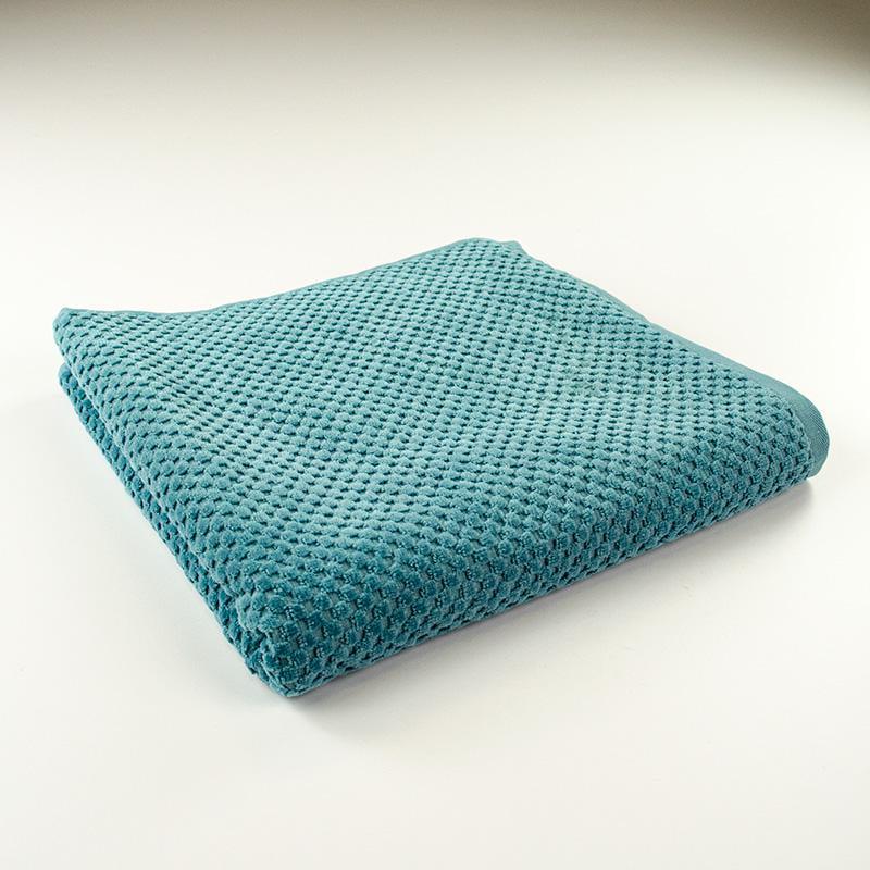 Полотенце банное махровое однотонное Damask жаккардовое с велюром 550 г/м2 70х140 см Изумрудный