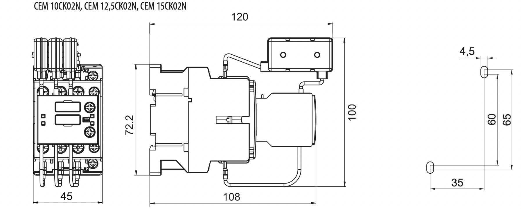 Контактор для конденсаторов ETI CEM CK 10.02N 10 кВАр 440 В 2NC (4643816) - фото 2