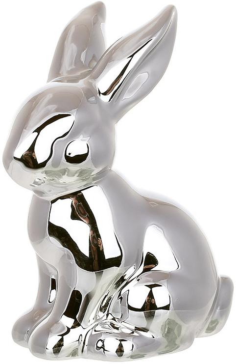 Набор декоративных фарфоровых фигурок Кролик 12 шт. 9 см Серебряный