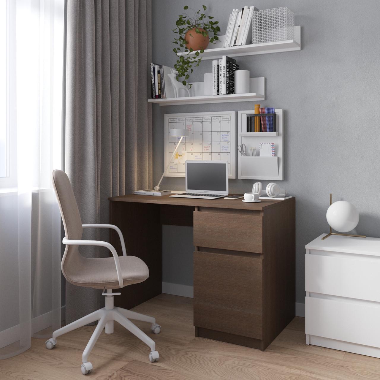 Письменный стол VAYS с ящиком и дверцей 100х60х75 см Венге магия (31191455)