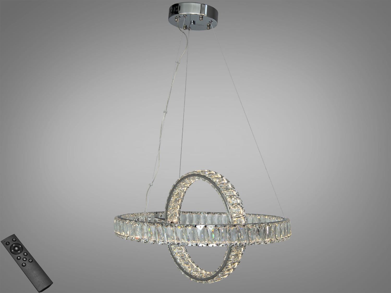 Люстра світлодіодна два кільця 88 Вт/пульт Хром (D8886/500-2B CH)