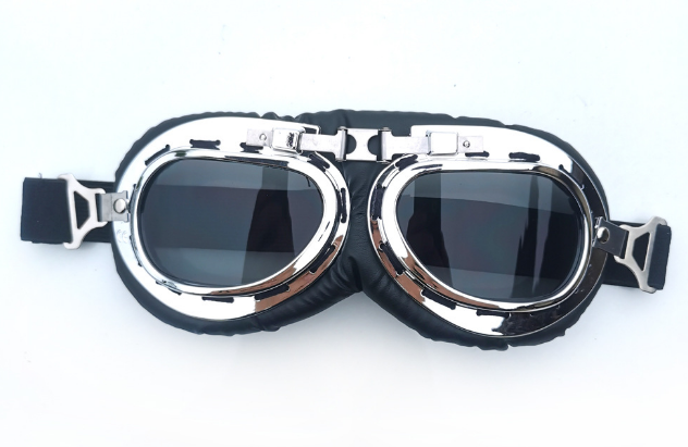 Мотоочки в стиле ретро Aviator Style затемненое стекло Хром/Черный (2862631053)