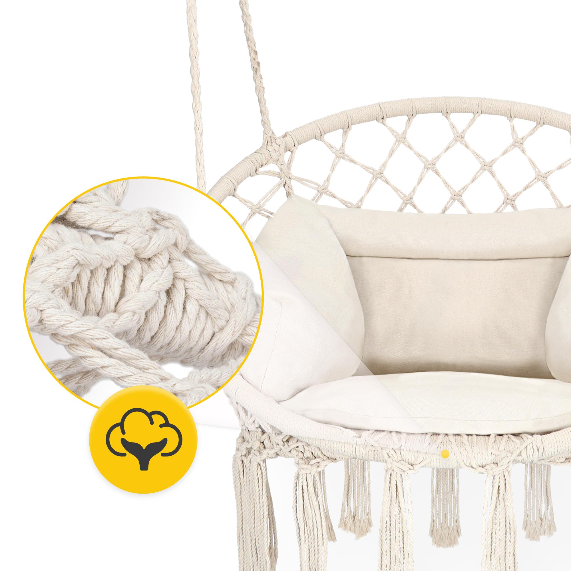 Кресло-качели подвесное 4fizjo Boho Dream с подушкой плетеное 80 см Beige (P-5905973404549) - фото 7