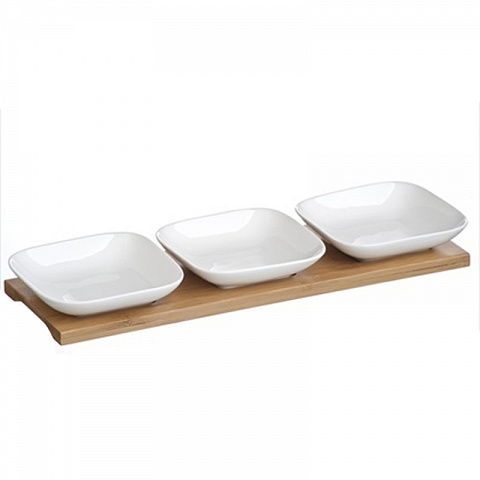 Пиалы Arthur Price на бамбуковой подставке 3 шт