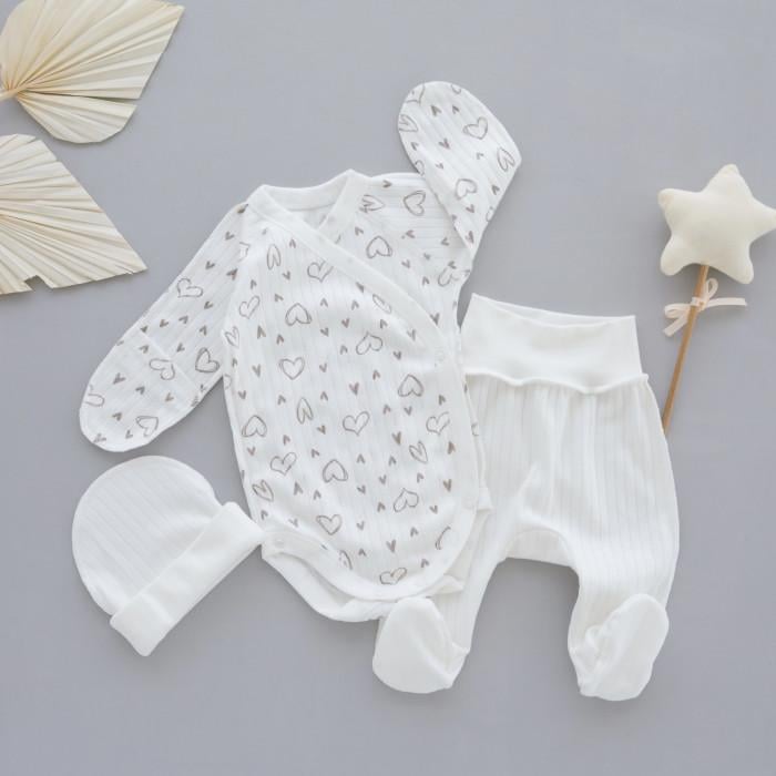 Комплект RoyalBaby Сердечки из боди рубчик 3 ед. р. 56 Белый с серым (144330-19372)
