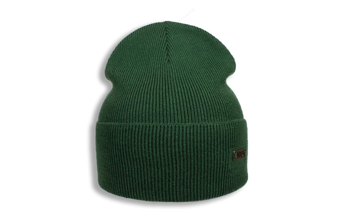 Шапка молодежная Apex СОФТ в рубчик с отворотом кашемировая одинарная one size Зеленый (282164)