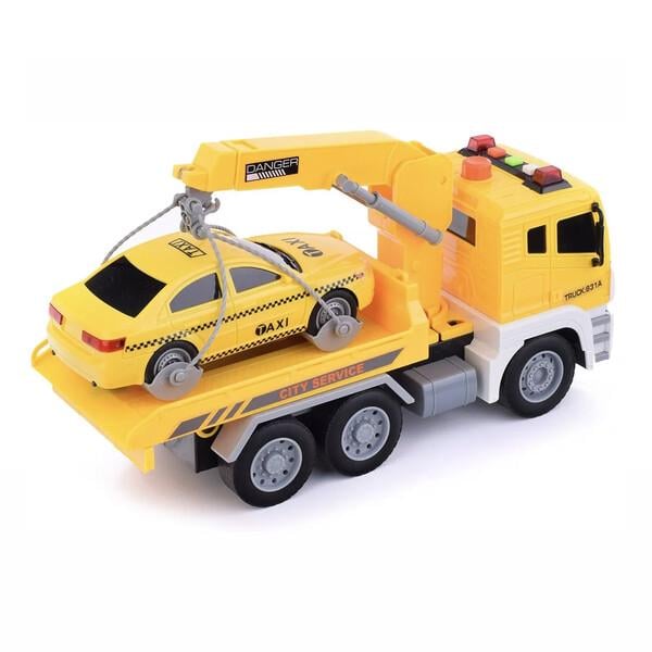 Машинка евакуатор WENYI 30 см з машинкою таксі Жовтий (59977) - фото 2 Машинка евакуатор WENYI 30 см з машинкою таксі Жовтий (59977) - фото 2