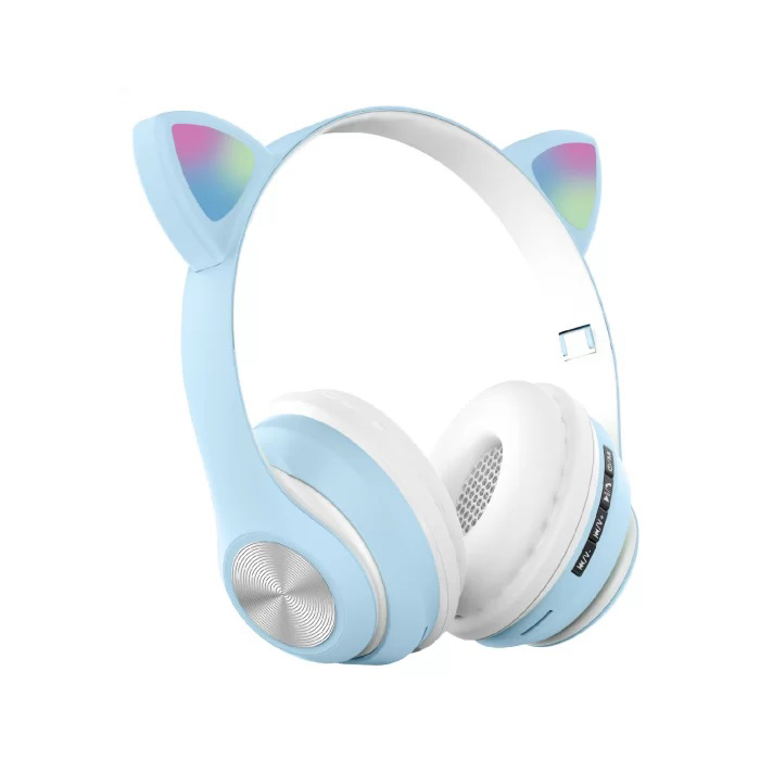 Наушники накладные беспроводные ST37M с кошачьими ушками Синий - фото 1 Наушники накладные беспроводные ST37M с кошачьими ушками Синий - фото 1