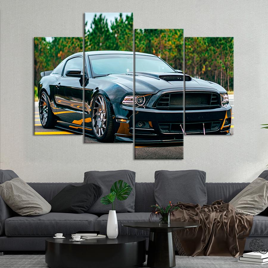 Картина Автомобіль Авто Ford Mustang у чорному кольорі 129x90 см (A1190-4)