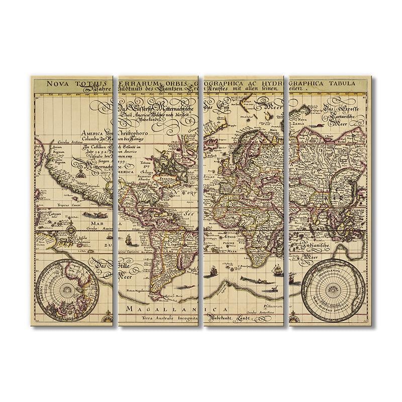 Винтажная карта Новая звезда Tabula Geographica Ac 4 модуля 120x180 см