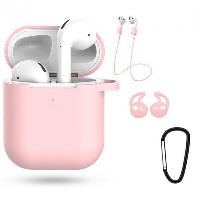 Чохол силіконовий 5 в 1 DS Case для Apple AirPods/AirPods 2 Pink (3435302333) - фото 3