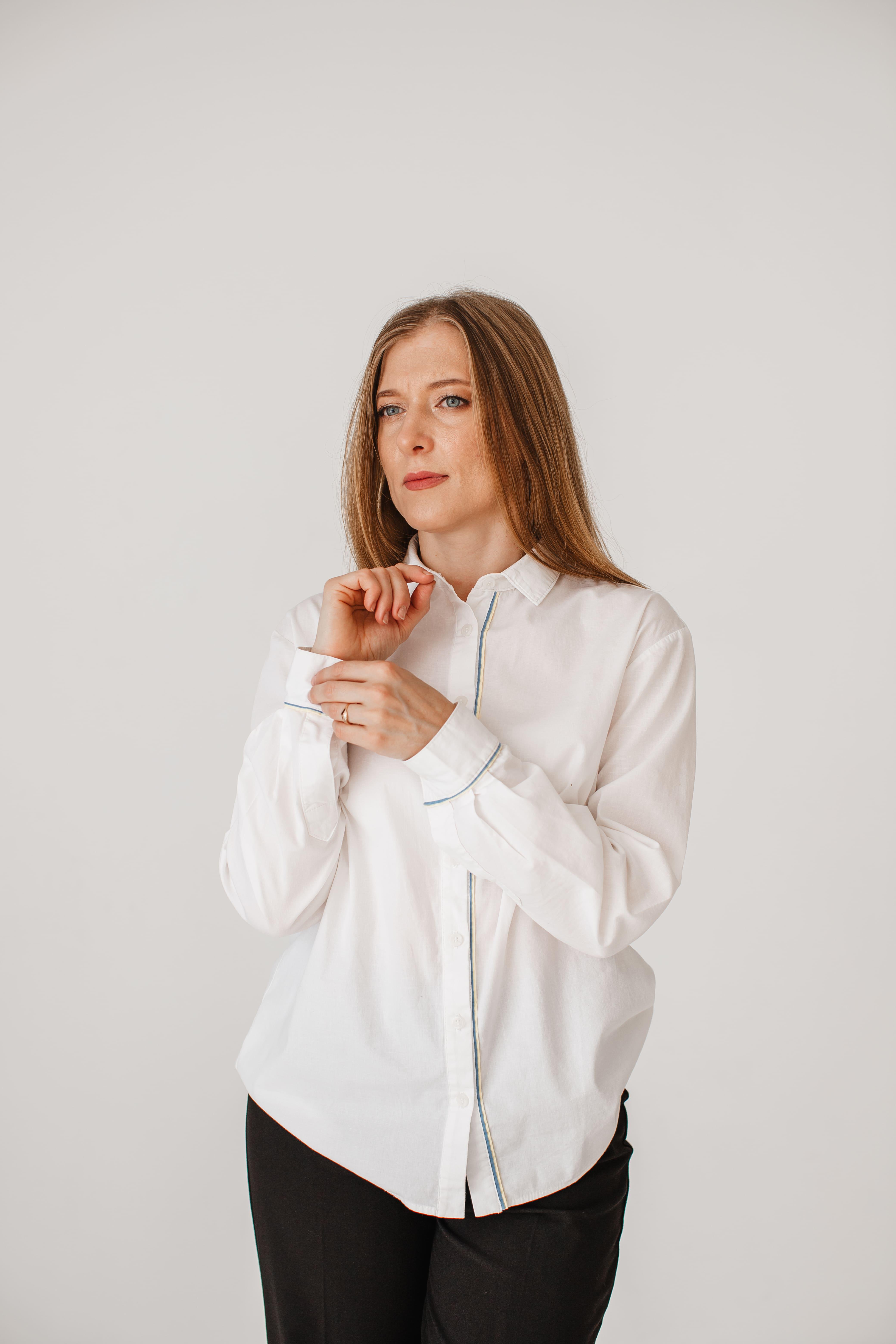 Сорочка пряма VSlatinina з класичним коміром S Білий (01234567812) - фото 9