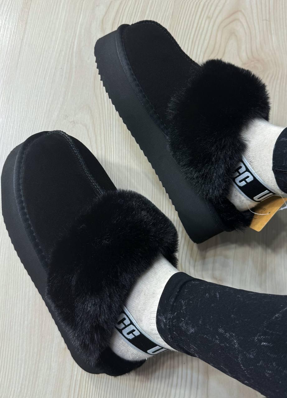 Угги женские Itts 1701-1 тапочки с опушкой и резинкой на платформе р. 41 Черный (6014)