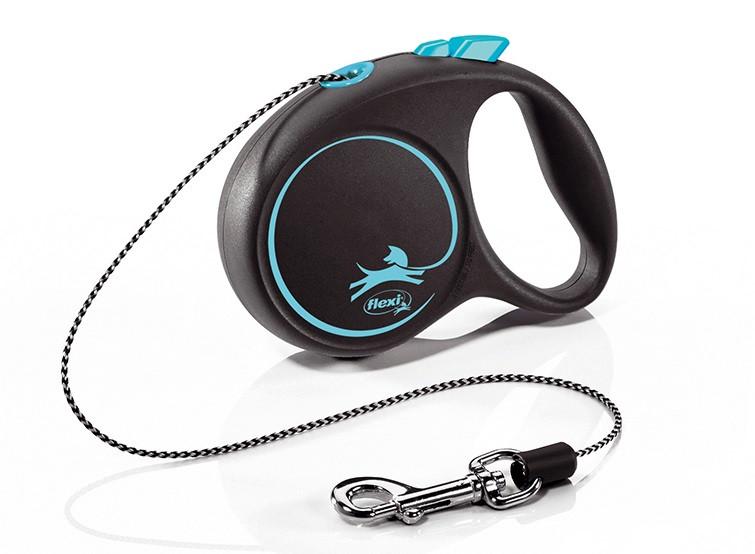 Повідець-рулетка Flexi Black Design Cord XS 3 м шнур до 8 кг Синій (1684030302)