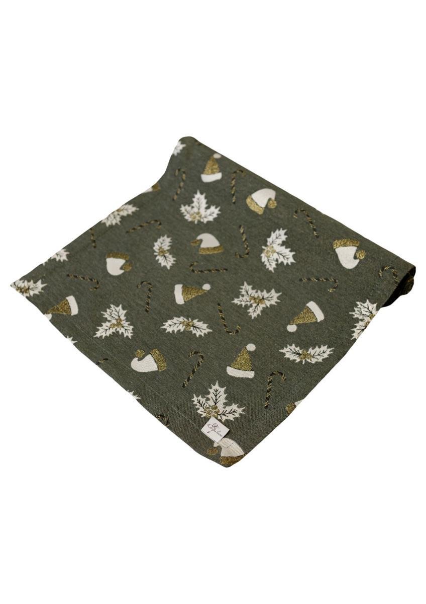 Ранер на стол Шапочки жаккардовый 40х140 см Зеленый (036820)