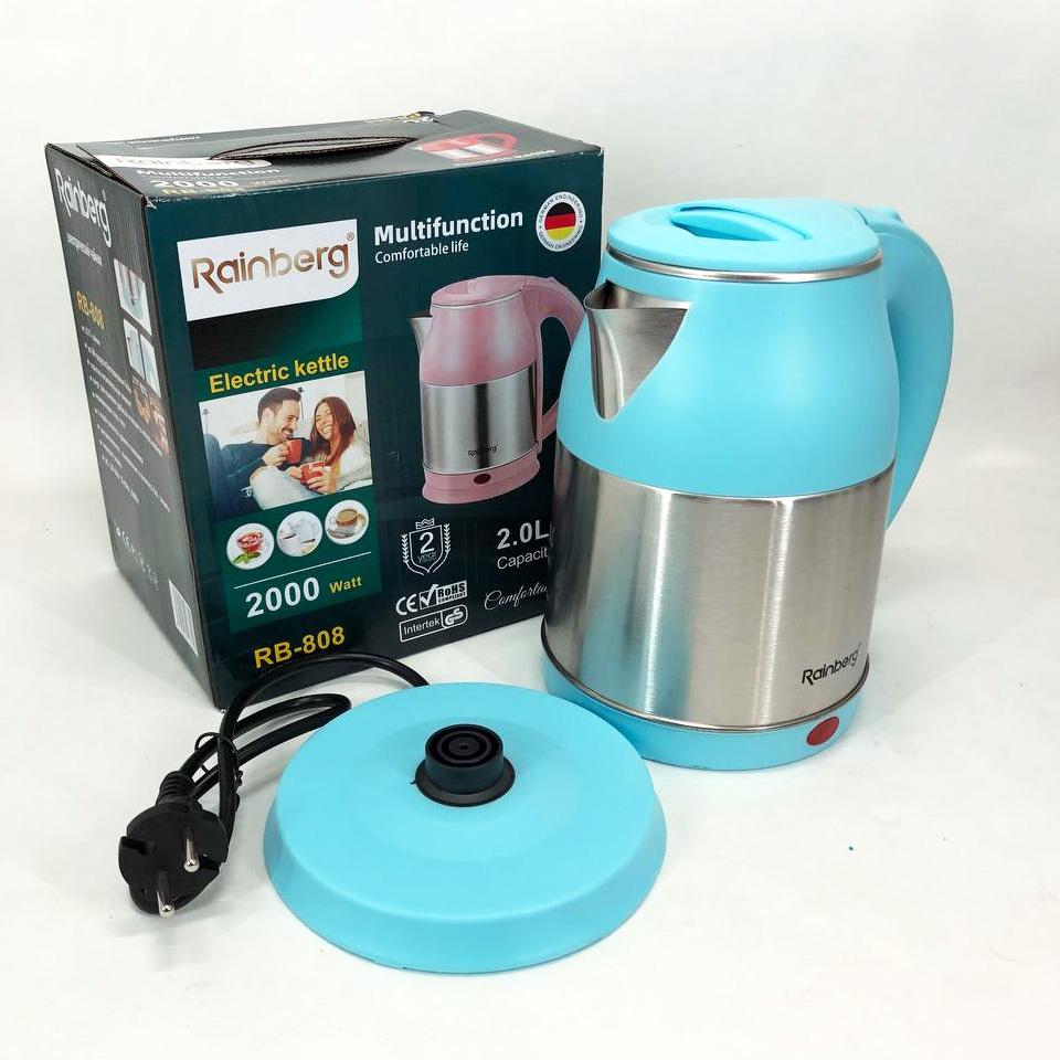 Електрочайник Rainberg RB-808 нержавіюча сталь 2 л Блакитний (268722) - фото 7 Електрочайник Rainberg RB-808 нержавіюча сталь 2 л Блакитний (268722) - фото 7