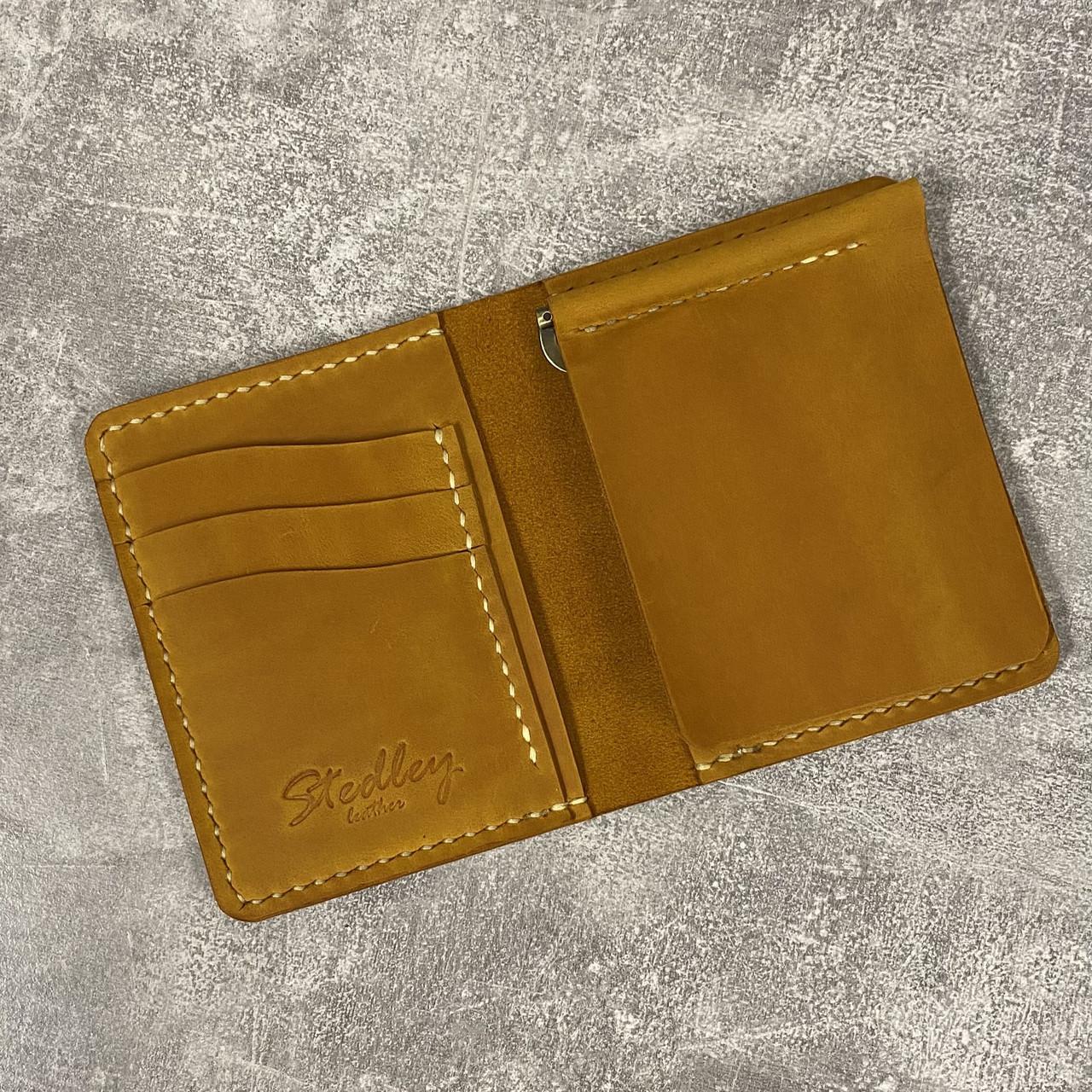 Кошелек ручной работы Stedley leather с зажимом натуральная кожа Песочный (2390497241)