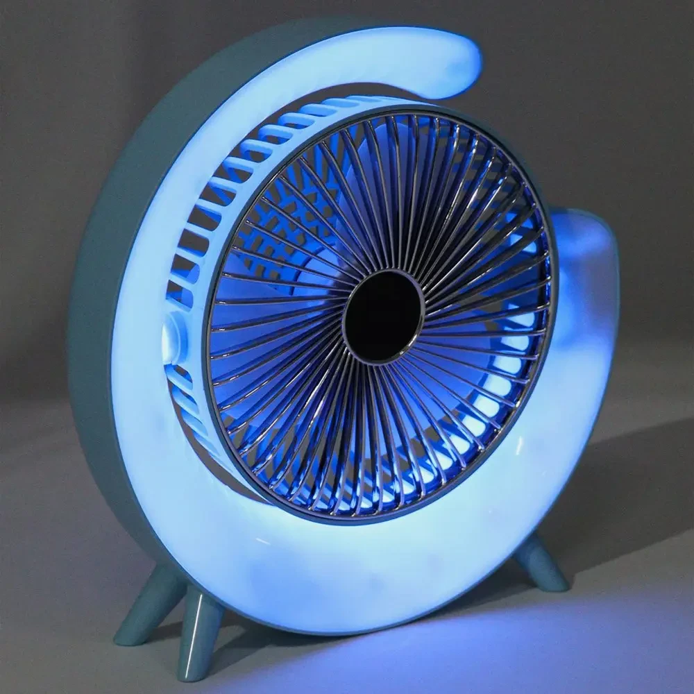Вентилятор акумуляторний настільний з LED підсвіткою USB для дому 1800 мАч (2549773834) - фото 3 Вентилятор акумуляторний настільний з LED підсвіткою USB для дому 1800 мАч (2549773834) - фото 3
