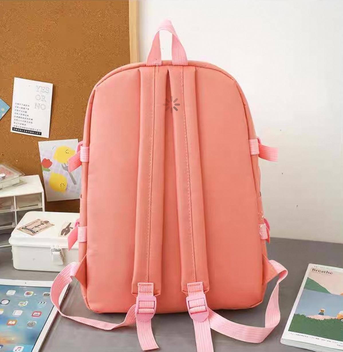 Комлект шкільний рюкзак/сумка/клатч/брелок/кишеня з іграшками Рожевий (27795687) - фото 5