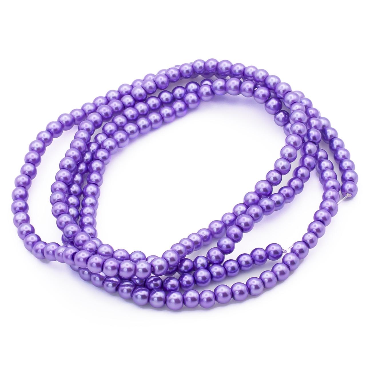 Бусины стеклянные на нитке под жемчуг 3 мм 62 см 215 шт. Лавандовый (БЖ0003к95)