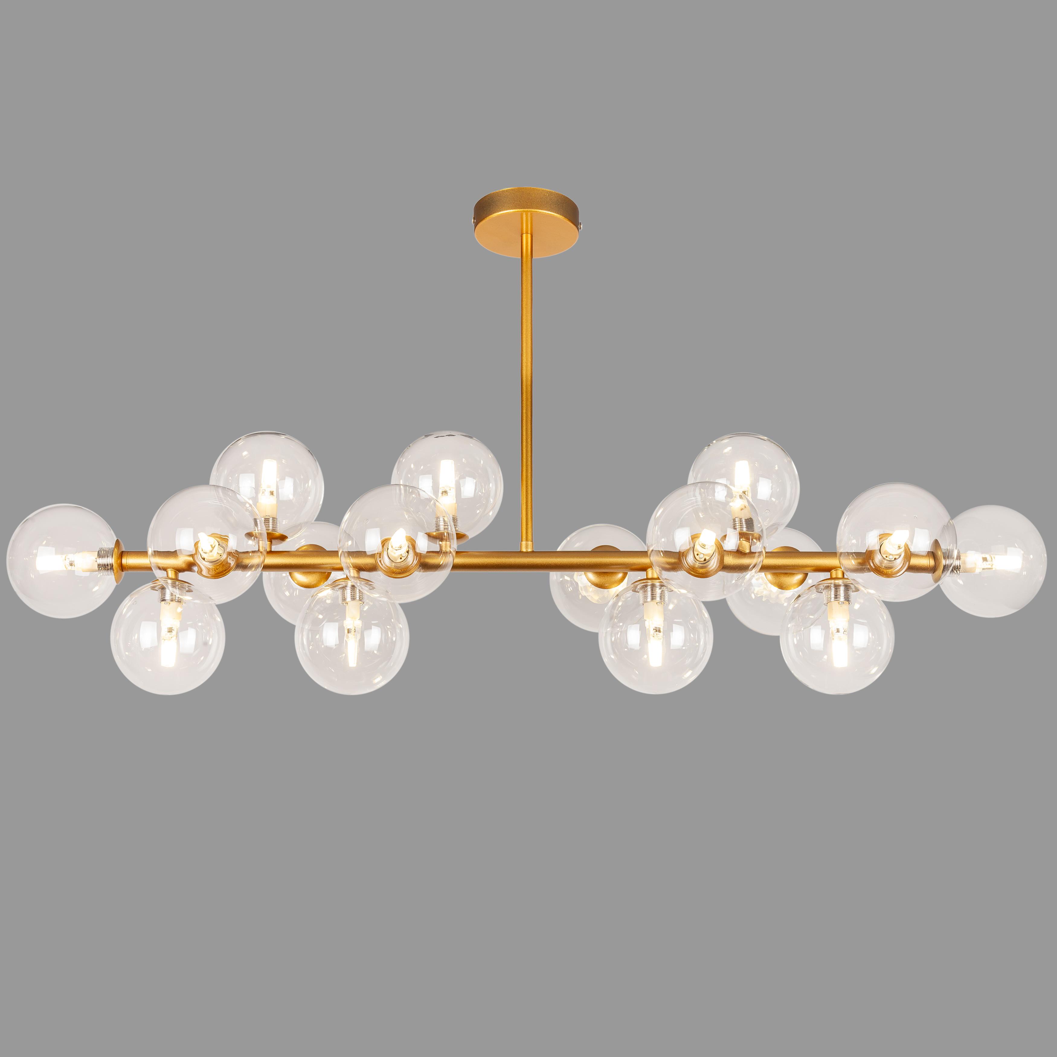 Люстра длинная Bubbles на 16 ламп Золотой (84-1020-16 DDG+CL)