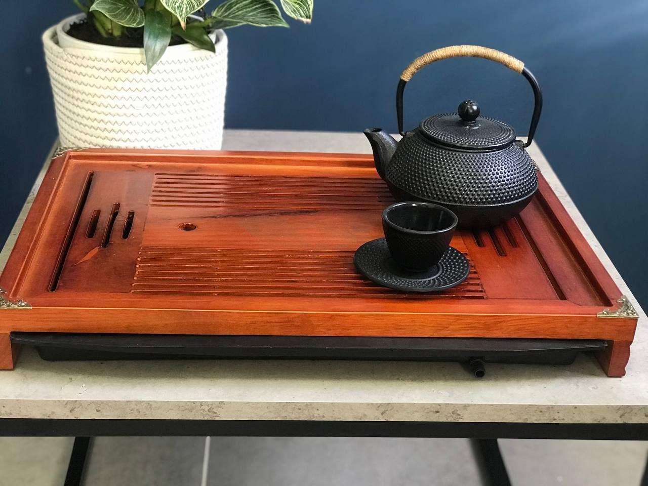 Таця-чабань для чайної церемонії Сіньджу дерев'яна прямокутна 51х34х6 см (OS-T0523) - фото 2 Таця-чабань для чайної церемонії Сіньджу дерев'яна прямокутна 51х34х6 см (OS-T0523) - фото 2