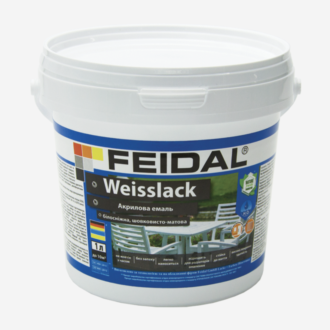 Эмаль акриловая Feidal Weisslack 1 л Белый шелковисто-матовый (27581867)