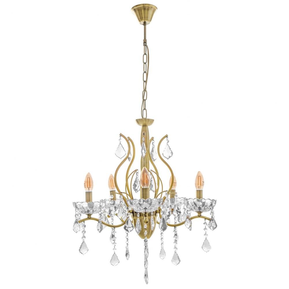 Люстра свеча подвесная хрустальная классическая Brille BCL-679S/5 E14 AB