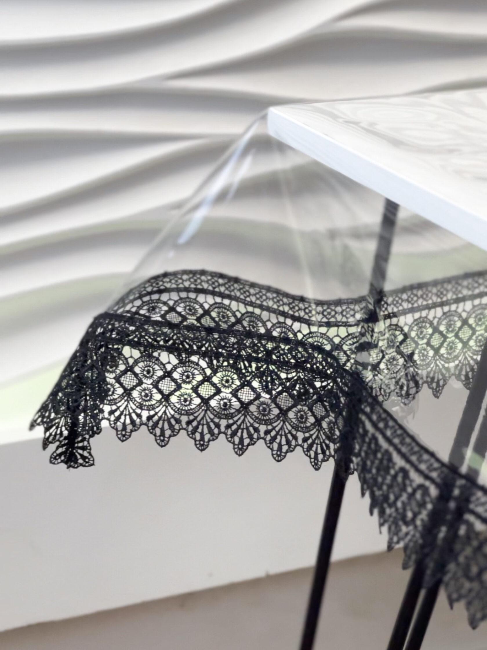 Скатертина cиліконова з чорним мереживом 7 см 150x100 см (112-16)