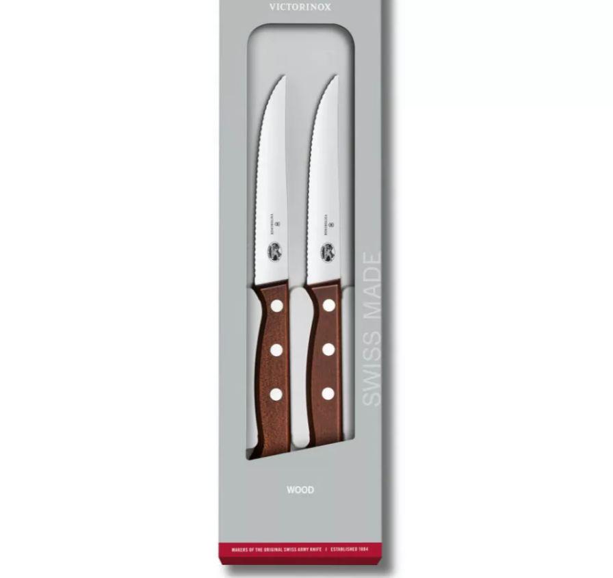 Набор кухонных ножей Victorinox Wood Steak Set 2 Vx51230.12G (599705) - фото 3 Набор кухонных ножей Victorinox Wood Steak Set 2 Vx51230.12G (599705) - фото 3
