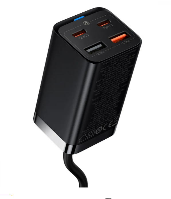 Зарядное устройство Baseus Wall Charger GaN3 Pro 2xUSB 2xType-C 65W Black (4565324h3) - фото 2