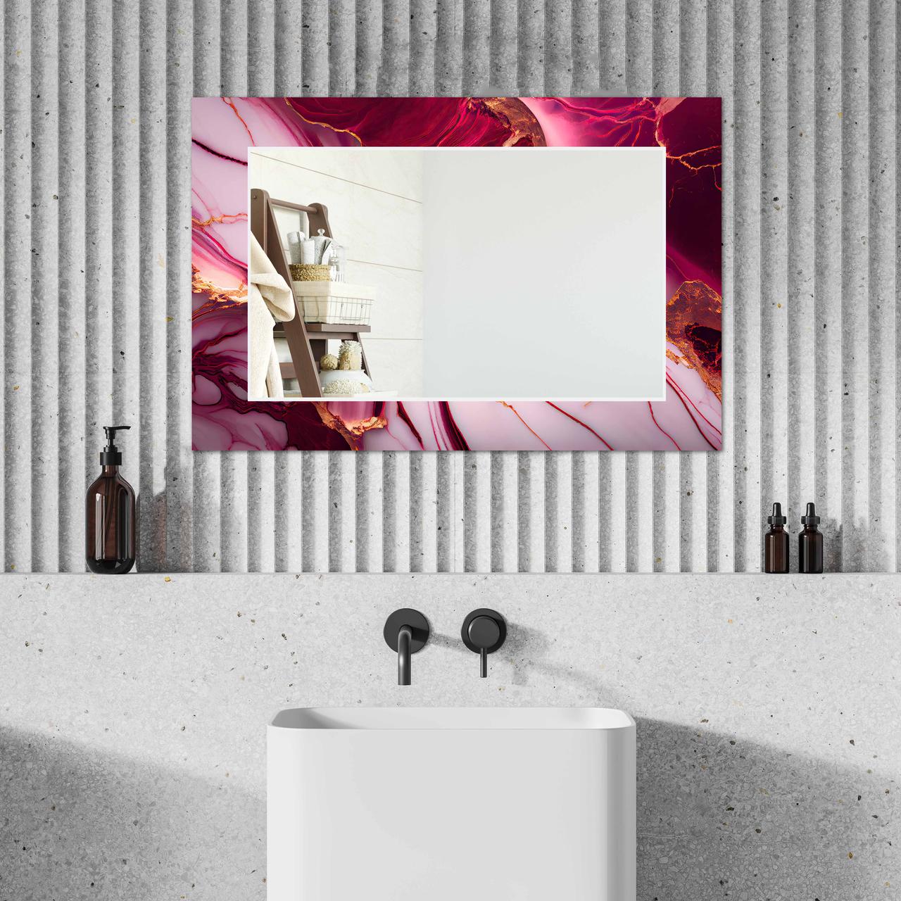 Зеркало на стену NovellaPrint с рисунком мрамора прямоугольное 110х70 см (2013.7)