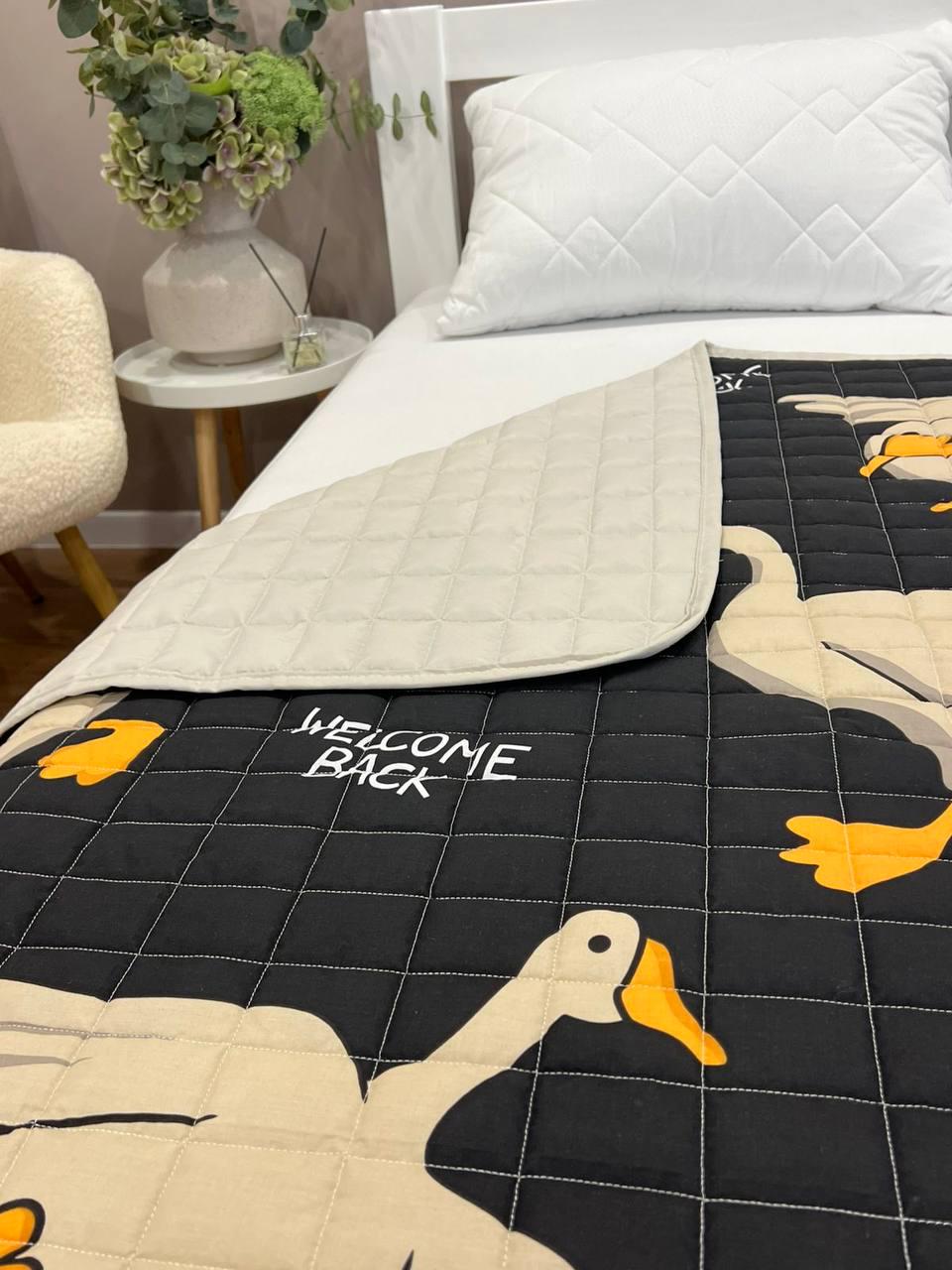 Ковдра дитяча з малюнком гусей двостороння 150х210 см Чорний