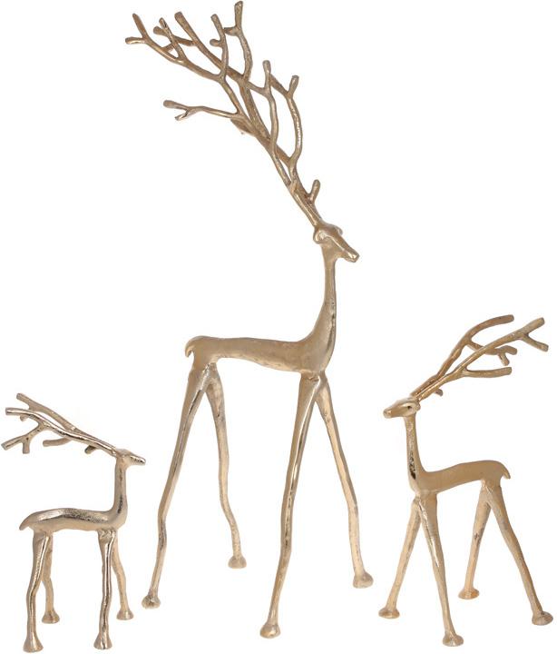 Набор декоративных фигурок Олени металлическая 28/37/65 см 3 шт. Золотой (BD-438-151)