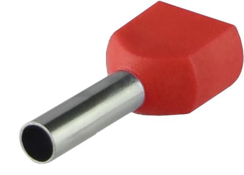 Наконечник изолированный двойной АСКО-Укрем ТІ 1,0-10 2х1 мм2 гильза 10 мм 100 шт. Красный (A0060120005)